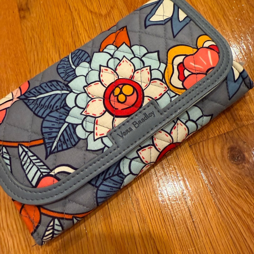Cute grey floral wallet from Vera Bradley.